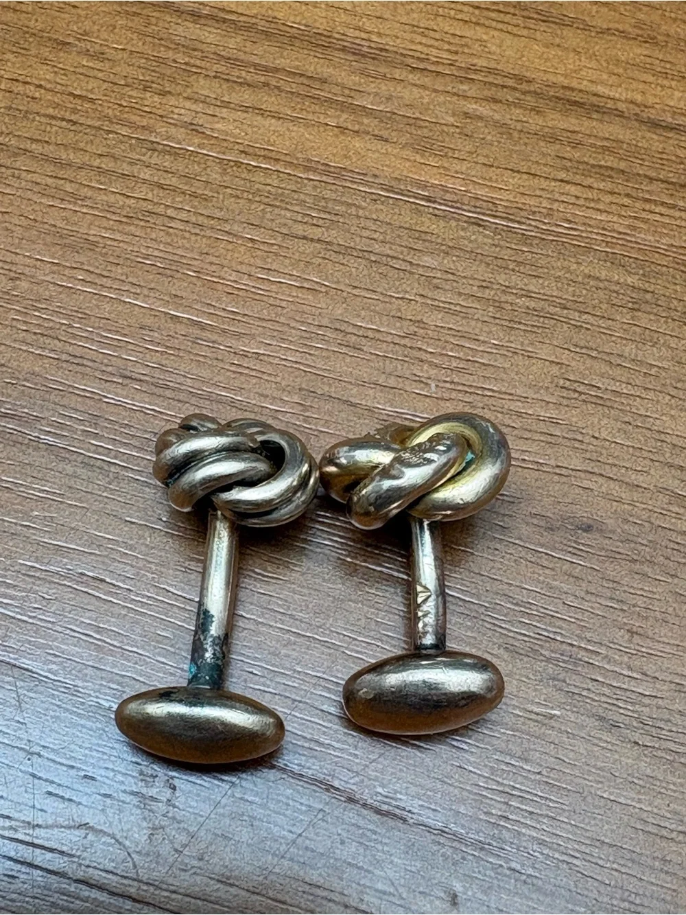 Pair of as-is gold knot vintage cuff links